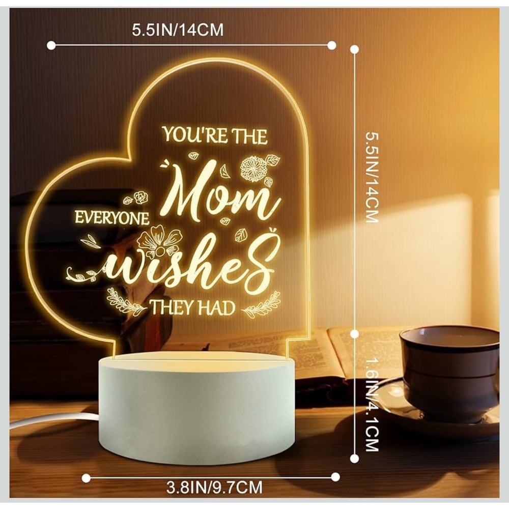 Heart Shaped Mom Lamp LED Night Light Youre The Mom Everyone Wis… Adoreable Gift - Picture 3 of 3
